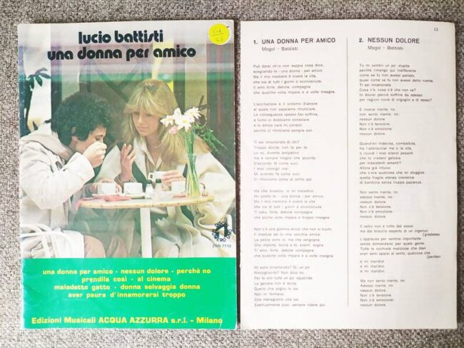 spartiti lucio battisti-una donna per amico-8 canzoni per strum in do