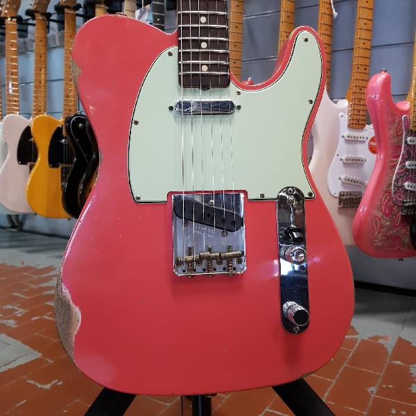 fender - custom shop 1963 63 telecaster relic fiesta red - spedizione gratis