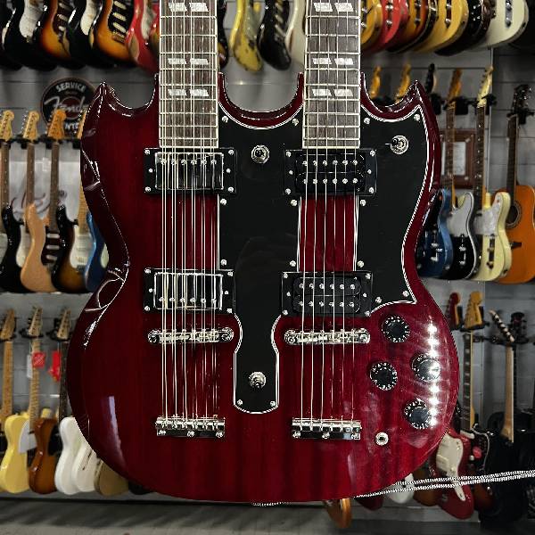 epiphone - g-1275 sg double neck cherry red + original hardcase - spedizione gratis