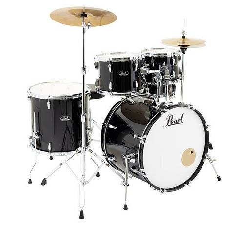 pearl roadshow rs 525 sc/c jet black 2021 - set batteria acustica con piatti sabian e sgabello