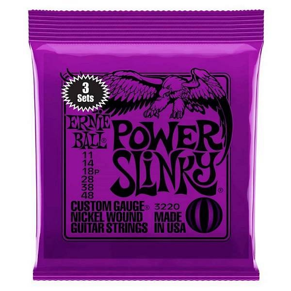 ernie ball 3220 nickel wound power slinky 11-48 - confezione da tre mute