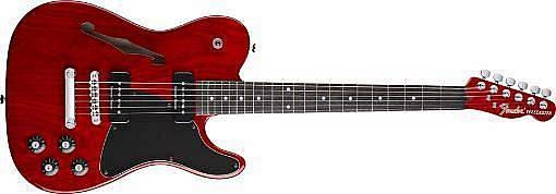 fender jim adkins ja-90 telecaster thinline lrl crimson red transparent