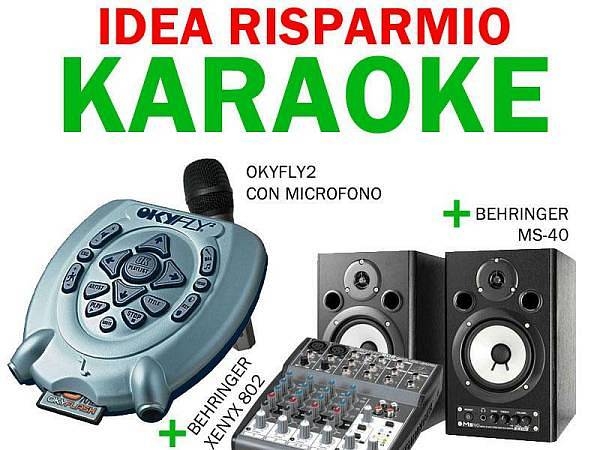 m live okyfly 2 idea risparmio + microfono + mixer behringer xenyx 802 + casse behringer ms40