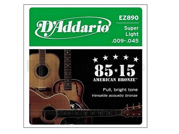 d'addario ez 890 super light 09-45 set di corde per chitarra acustica