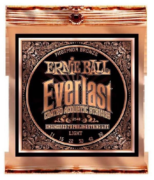 ernie ball 2548 - everlast phosphor bronze light - muta per chitarra acustica 11-52