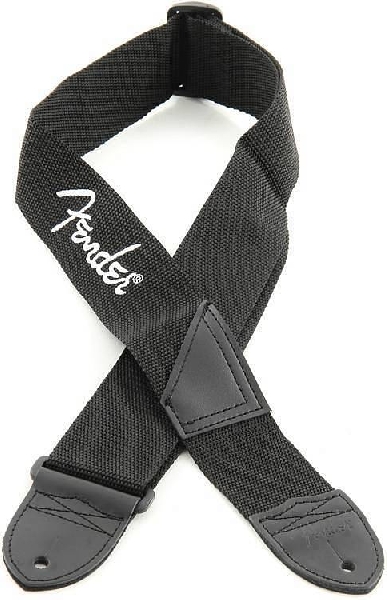 fender tracolla 2 black poly strap w/ white fender® logo 099-0662-080