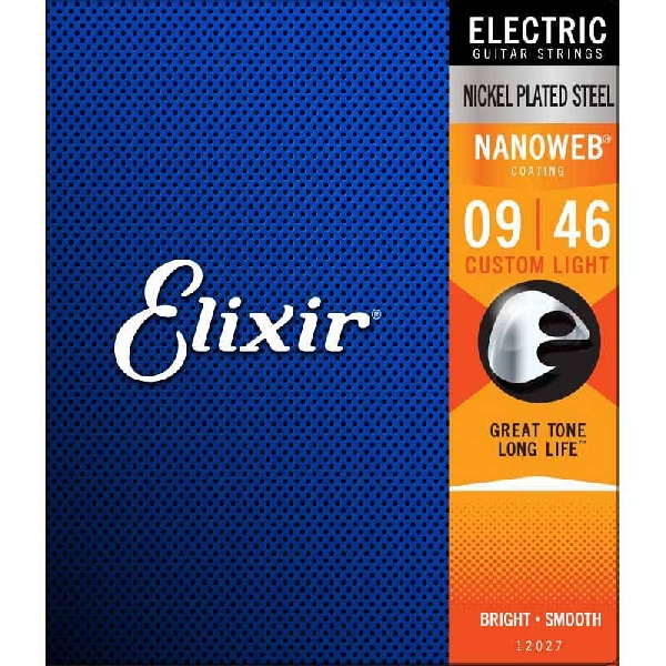 elixir muta per chitarra elettrica custom light 09-46 - nanoweb coating - 12027