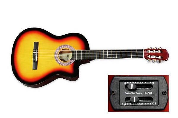 olveira chitarra classica elettrificata - sunburst - olcg300ctv