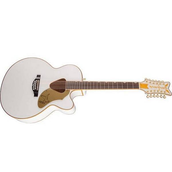 gretsch g5022cwfe-12 rancher falcon jumbo 12-string cutaway electric, fishman pickup system white