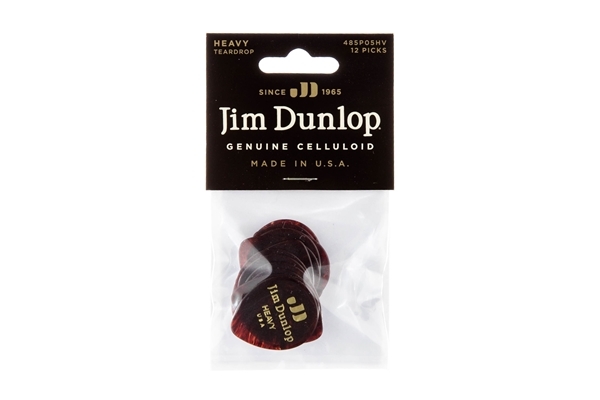 dunlop 485p-05hv celluloid teardrop, shell heavy player's pack/12