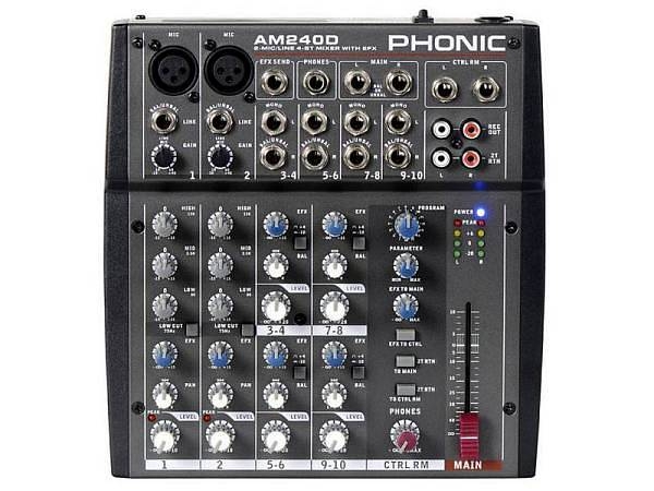 phonic am240d mixer compatto 6 canali con effetti digitali