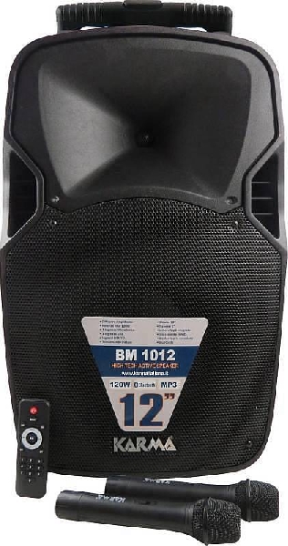 karma bm 1012 diffusore amplificato trolley da 120w con 2 radiomicrofoni