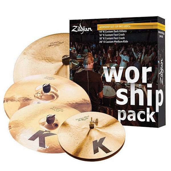 zildjian cartone 5 k custom worship (kc0801w): ride + hi-hat + 2 crash