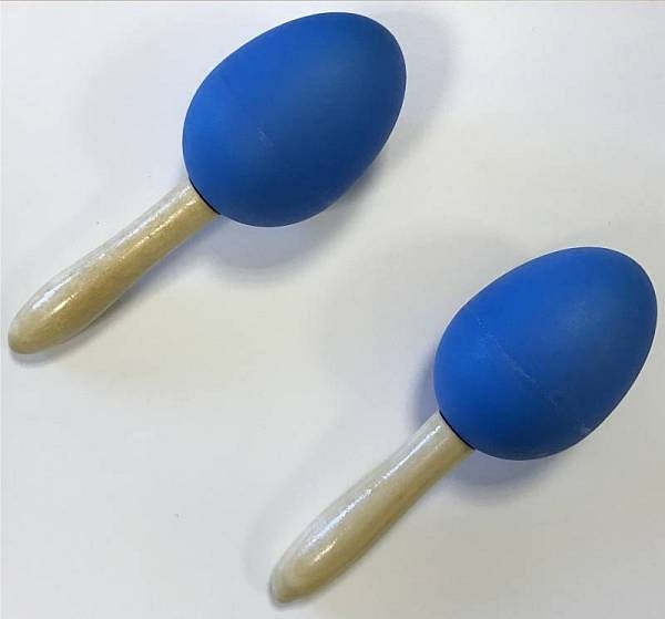 extreme dp12 coppia maracas in plastica manico in legno colore blu