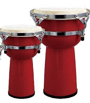 extreme jbsh12-25 djembe 12 in legno pelle naturale colore rosso