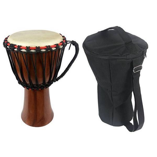 extreme djb852 djembe in legno pelle naturale con borsa