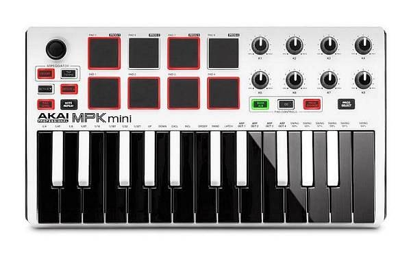 akai mpk mini mk2 le white   controller