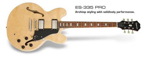 epiphone es 335 pro natural   chitarra elettrica semi hollow body