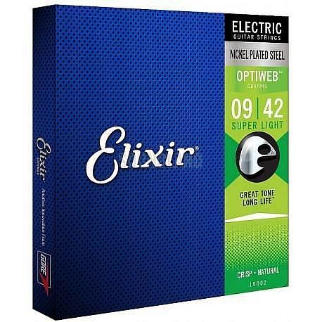 elixir strings corde 19002 optiweb 009 042 per chitarra elettrica