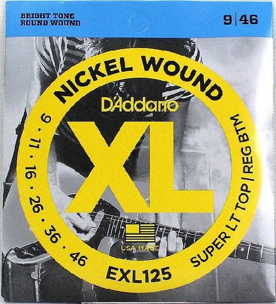 daddario exl 125 super light top regular bottom 09 46   muta di corde per chitarra elettrica