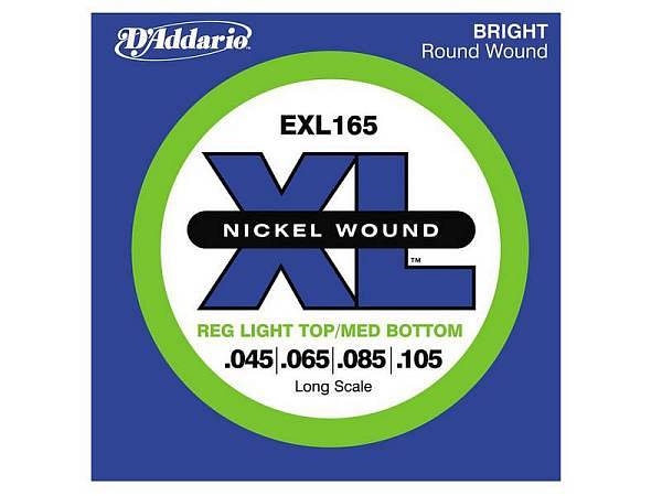 daddario exl165 nickel round wound   45 105   set di corde per basso elettrico