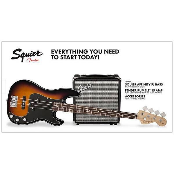 squier by fender affinity precision bass pj pack lrl brown sunburst   rumble 15 230v eu