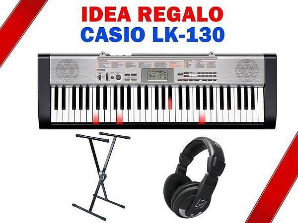 casio lk 130 idea regalo   tastiera cinque ottave tasti luminosi con supporto e cuffie