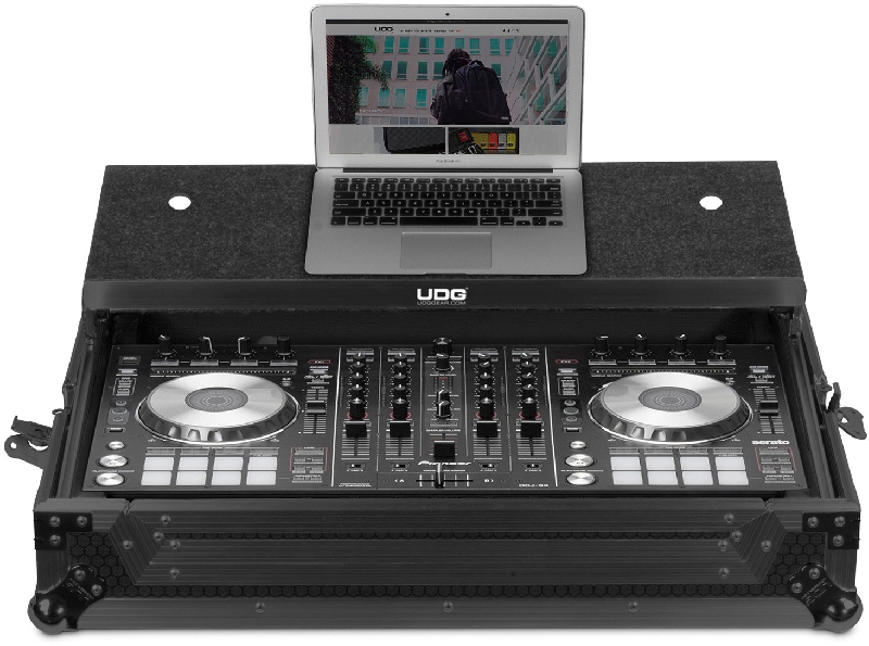 udg ultimate flight case pioneer ddj rxsxsx2 black plus laptop