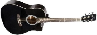 oqan qga-21c bk negra - chitarra acustica cutaway