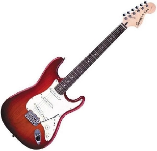 squier by fender standard stratocaster rw cherry sunburst