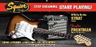 squier by fender squier affinity strat pack w/frontman 10g amp - bsb