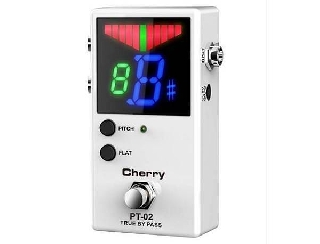 cherry music pt-02 pedal tuner accordatore a pedale modalita’ cromatica colore bianco