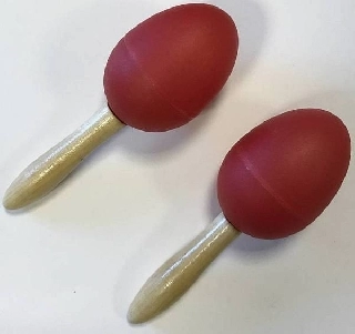 extreme dp12 coppia maracas in plastica manico in legno colore rosso