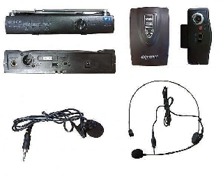 extreme wm1000-hl radiomicrofono vhf ad archetto e lavalier + trasmettitore bodypack + ricevitore