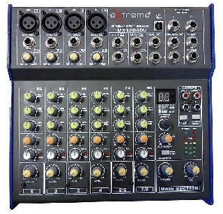 extreme mx1204du mixer 8 canali compatto per live phantom power +48v + effetti dsp + usb