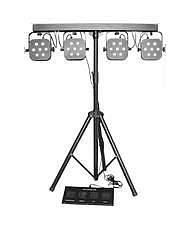 extreme t-par 73 sistema luci completo 4 par led 7x + stativo + controller pedaliera + borse